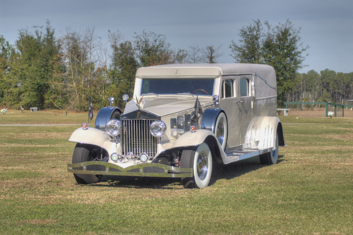 white rolls royce hearse
