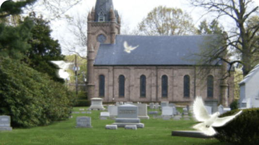 Outside of cemetery and chapel