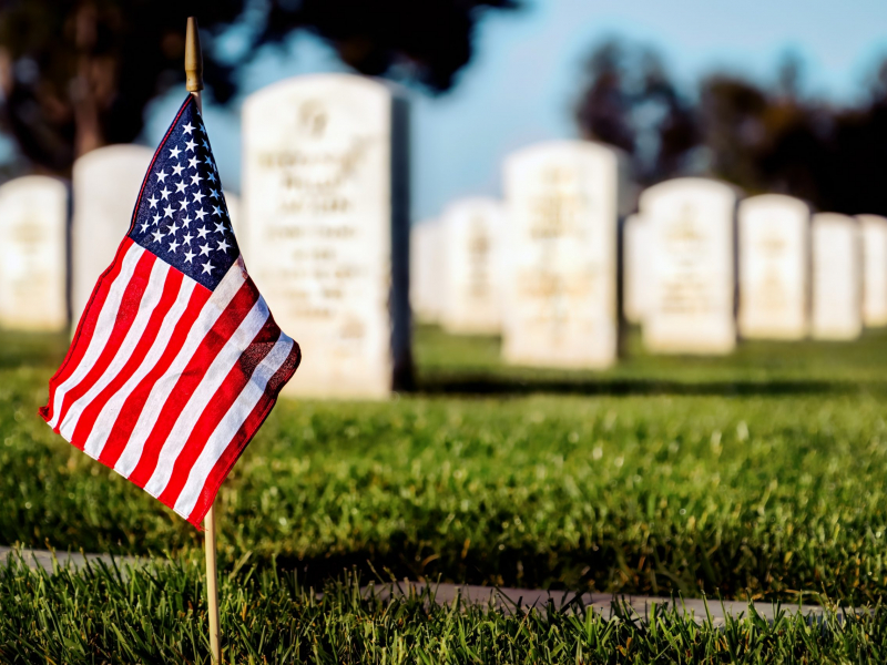 American flag in cemetery American flag in cemetery